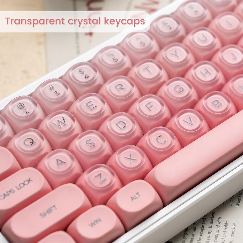 Rainy75 PBT Keycaps, Jelly Keycap Foundation MOA Profile, 132 Keys Cute Custom Keycaps for Cherry Gateron MX Swithes Mechanical Keyboards (Blush Pink) - Image 4
